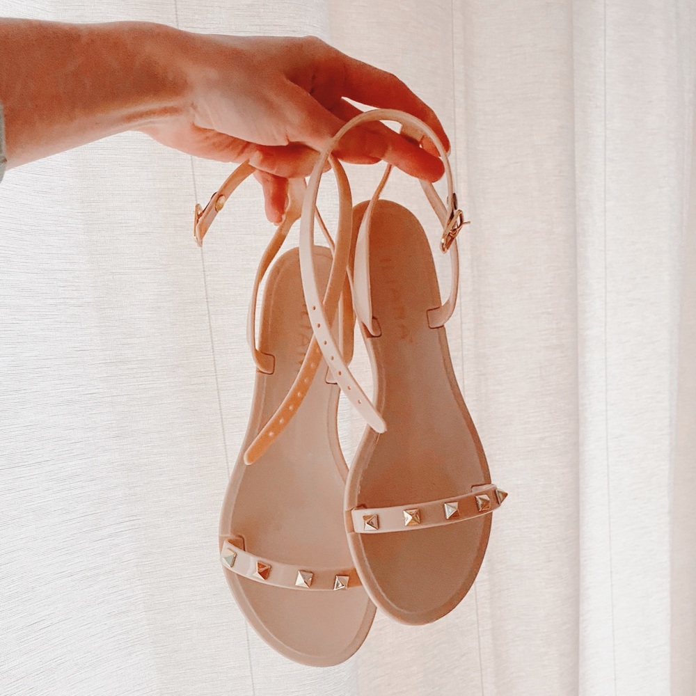 Lulus Studded Nude Rubber Sandals